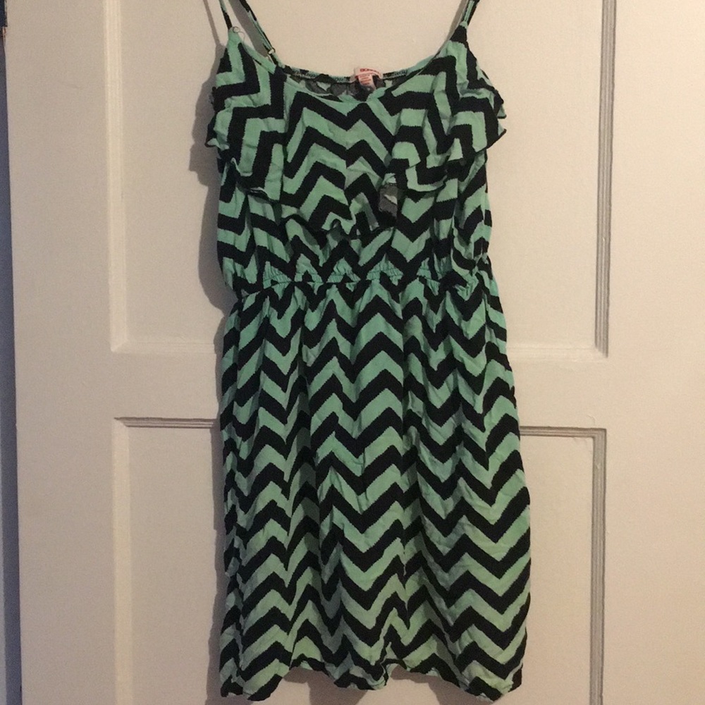 Women’s casual teal and black striped dress